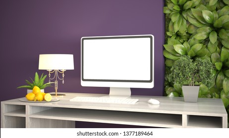 Computer on office table. 3d illustration - Shutterstock ID 1377189464