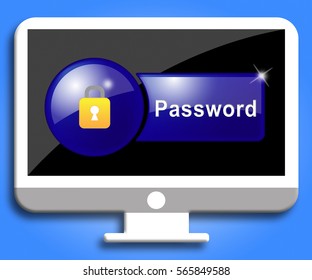 Computer Password Screen Padlock Shows Sign In And Account