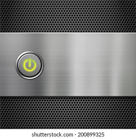 Computer Power Or Start Button On Metal Background