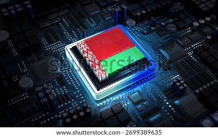 Computer processor with flag of Belarus - 3D illustration