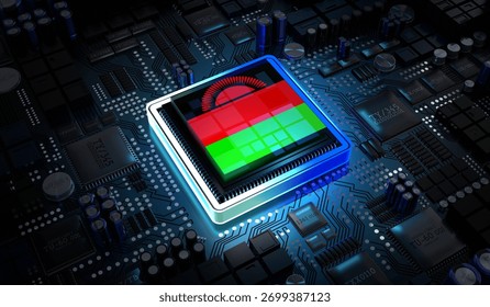 Computer processor with flag of Malawi - 3D illustration