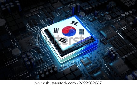 Computer processor with flag of South Korea - 3D illustration