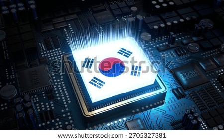 Computer processor with flag of South Korea - 3D illustration
