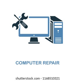 Computer Repair icon in two colors. Simple element illustration. Computer Repair icon design from computer collection. Symbols for web design, apps, software, print.