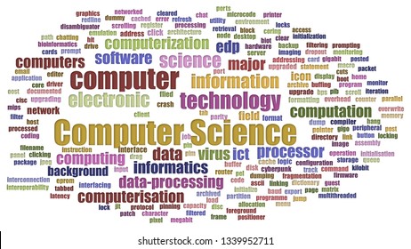 Computer Science Tagcloud In Rows On White Background