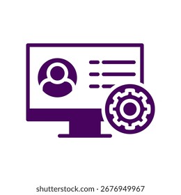 Computer screen displaying user profile and settings with a gear icon.