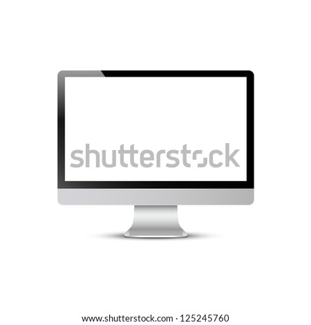 Computer screen isolated on white background. Raster version