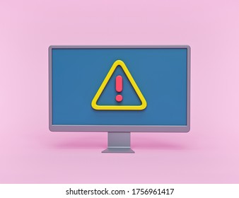 Computer Security Alert Icon. Minimal Design. 3d Rendering