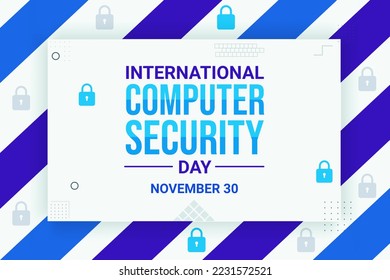 Computer Security day background with typography and colorful shapes design. International day of computer security backdrop