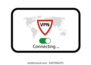 computer tablet with app vpn on screen in the home room
