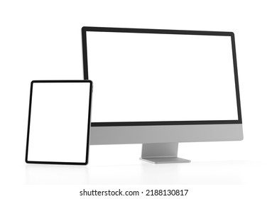 Computer Tablet Mockup Blank Screen Isolated Stock Illustration ...