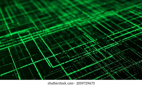 Computer technology background. Digital data flow. Network connection structure. Big data visualization. 3d rendering.