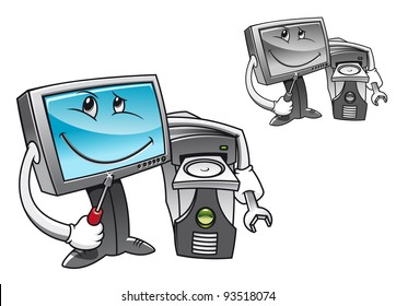 Computer with tools for repair service concept, such a logo. Vector version also available in gallery