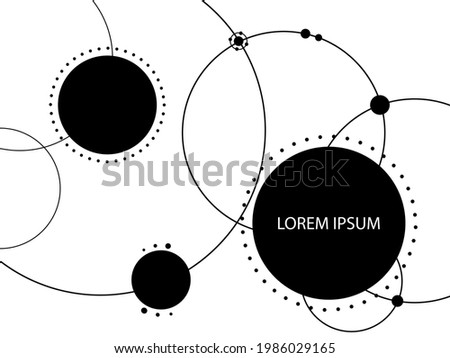 Comunication Background.Abstract background with circles and dots with circles.Moving circles on the lines.Orbs moving on trajectory.