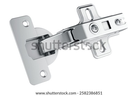 Concealed Hinge, cabinet door hinge. 3D rendering isolated on white background