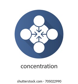 Concentration flat design long shadow glyph icon. Teamwork abstract metaphor. Raster silhouette illustration
