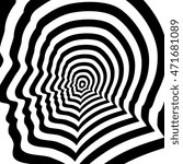 Concentric abstract symbol, Barack Obama profile - optical, visual illusion.