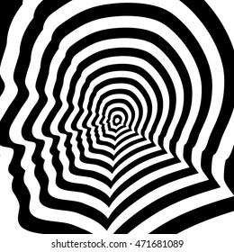 Concentric abstract symbol, Barack Obama profile - optical, visual illusion.