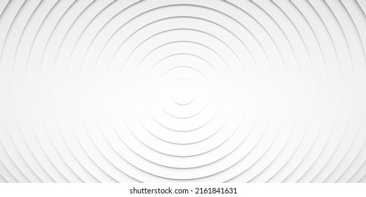 Concentric Linear Offset White Rings Or Circles Steps Lit From Top Background Wallpaper Banner Flat Lay Top View From Above, 3D Illustration