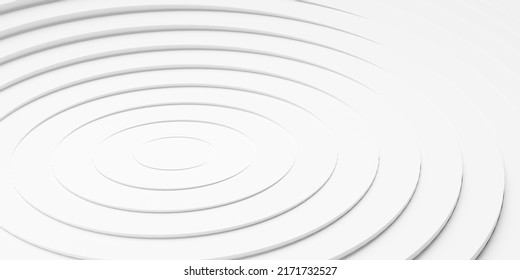 Concentric Linear Offset White Rings Or Circles Steps Background Wallpaper Banner, 3D Illustration