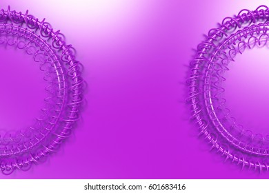 Concentric shape made of rings and spirals on violet background. Abstract geometric background. 3D rendering illustration