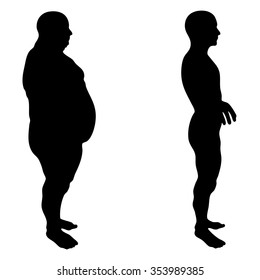 similar images stock photos vectors of vector concept 3d fat overweight vs slim fit diet with muscles young man silhouette isolated on white background for weight loss body fitness fatness obesity muscles young man silhouette isolated