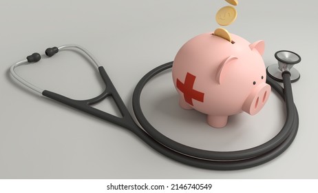 Concept 3D Illustration About Emergency Health Fund. Financial Management And Planning For Crisis.