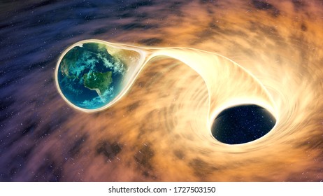 Concept 3d Illustration  Of Sucked Earth By Black Hole