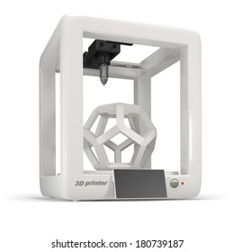 Concept, 3d Printer On A White Background