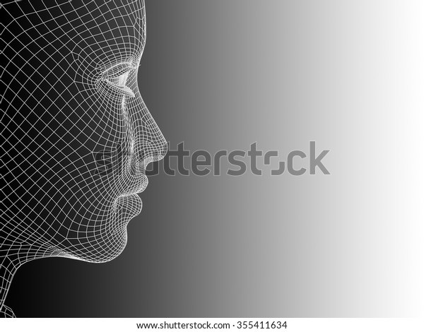 Concept 3d Wireframe Young Human Female Stock Illustration 355411634