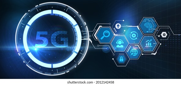 The concept of 5G network, high-speed mobile Internet, new generation networks. Business, modern technology, internet and networking concept   3d illustration                             