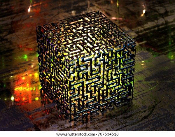 Concept\
of an abstract quantum computer. 3d\
illustration