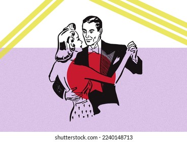 Concept Art of Dancing Couple under the Roof of a Beach Bar at Night - Powered by Shutterstock