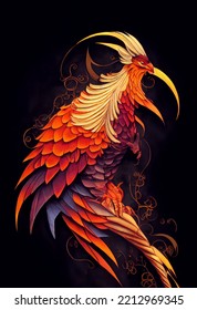 Concept Art Illustration Of Fantasy Phoenix Fire Bird