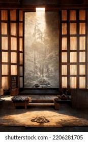 Concept Art Illustration Of Japanese Dojo Interior