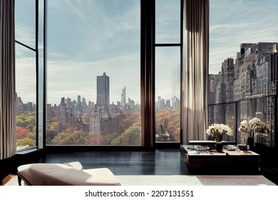 Concept Art Illustration Of Manhattan Penthouse Interior Design In New York City