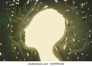 Concept Art Of Nature Environment Life Dream Brain Soul Mind And Spiritual , Surreal Painting, Conceptual 3d Illustration, Imagination Fantasy Artwork 