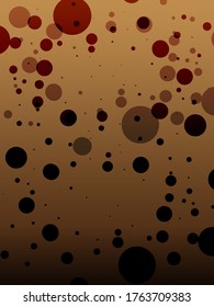 Concept background of round particles floating against a brown backdrop. Small and large, overlap and light transparent circles in light to dark gradient from top to bottom.