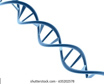 Concept Of Biochemistry With Dna Molecule Isolated In White Background, 3d Rendering