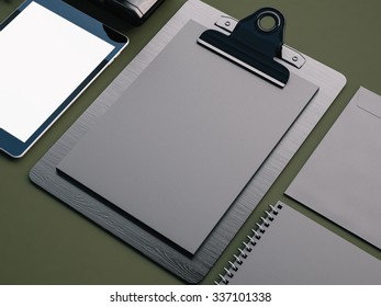 Concept of blank business elements. 3d render