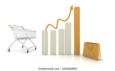 concept Business graph.3d Render Illustration.