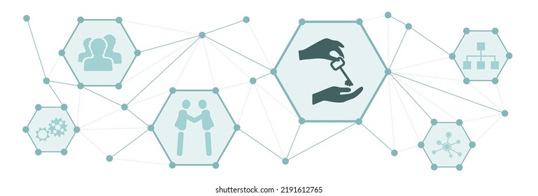 Concept Of Business Transition With Connected Icons