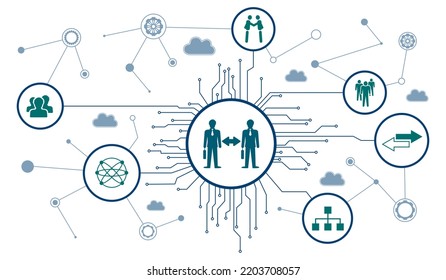 Concept Of Business Transition With Connected Icons