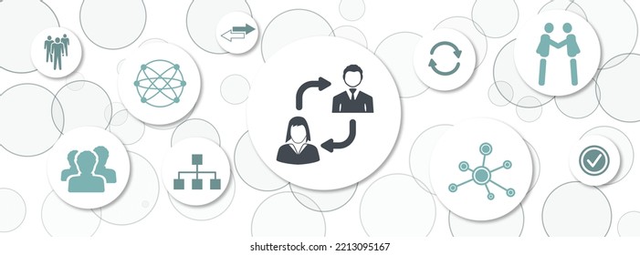 Concept Of Business Transition With Icons On Circles