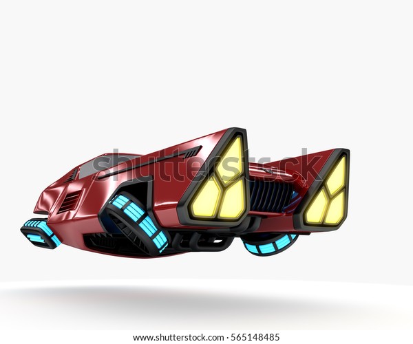 Concept car of future transport system,\
isolated on white. 3d\
illustration