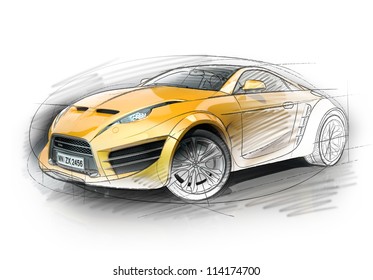 Concept Car Sketch. Original Car Design.