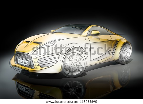 Concept car sketch.\
Original car\
design.