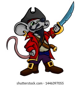 concept cartoon mouse pirate in hat with sword - Shutterstock ID 1446397055
