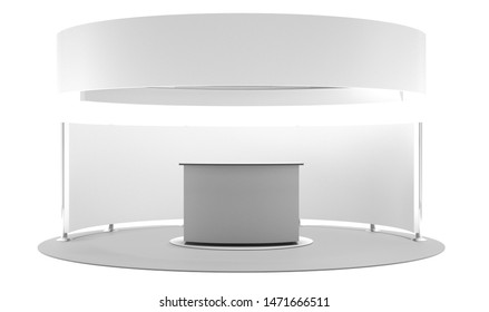 Concept Of Circle Base Booth Or Exhibitional Stand. 3D Rendering