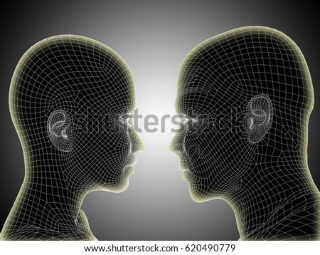 Similar – Man and woman face each other